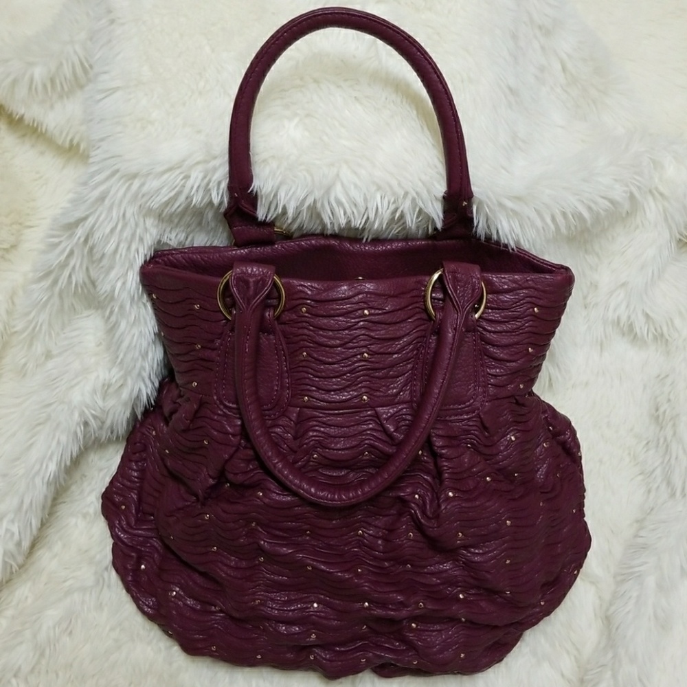 Deux Lux ruched studded shoulder / hobo bag